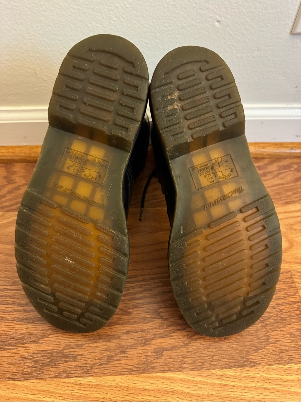 Dr. Martens Black Leather Lace-Up Boots with Yellow Stitching - Picture 4 of 5